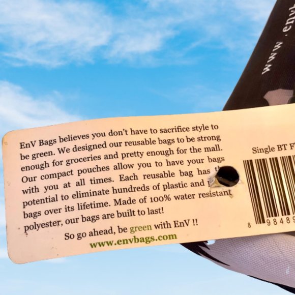 Eco - Chic Reusable Shoulder Tote Grocery Bag + Pouch by EnV Bags Black NEW - Picture 6 of 7